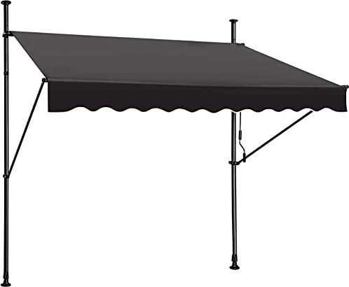 STEELAID Manual Retractable Awning – 138” Non-Screw Outdoor Sun Shade – Adjustable Pergola Shade Cover with UV Protection – 100% Polyester Made Outdoor Canopy – Ideal for Any Window or Door