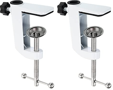 PATIKIL 0.47 Hole Dia. Desk Clamp, 2 Pcs Universal Bracket Adjustable C-Clamp Base for Microphone Mic Arm Table Lamp Mount Holder, White