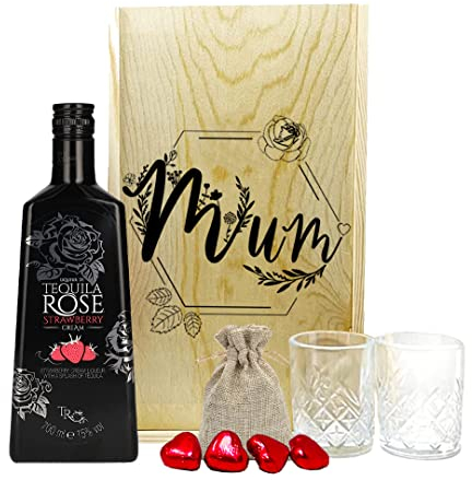 Tequila Rose Strawberry Cream Liqueur Gift Set with Shot Glasses for Mum – 70cl - Birthday gifts for her, Womens Gift Sets, Alcohol Gift Set, Alcohol Gifts, Gift Hampers for Women, Birthday Hamper