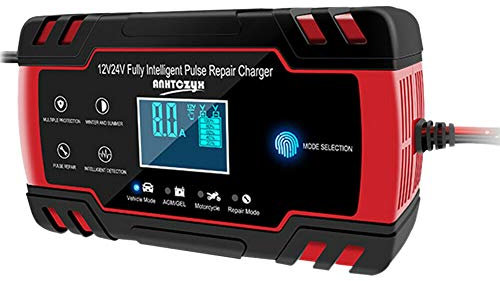 Tsadeer Coche Arrancador de Salto de Emergencia 12V/24V Banco de Cargador de BateríA Pantalla LCD Enchufe de la UE