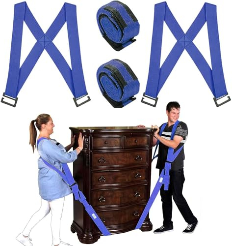 Forhome Tragegurte Umzug, 2 Personen Tragegurt, Transportgurt, Hebegurt Möbel Tragegurte, Einfaches Heben, Tragen, Bewegen von Möbeln Haushaltsgeräten Matratzen - 300 Kg Tragfähigkeit