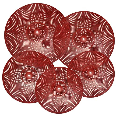 QUARKZMAN Mute Platillo Juego 14 Pulgadas / 16 Pulgadas / 18 Pulgadas / 20 Pulgadas bajo Volumen Práctica Platillo con Bolsa (Rojo, Paquete de 5)