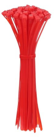 sourcing map 12 Inch Releasable Cable Ties Adjustable Zip Ties 50lbs Tensile Strength Removable Indoor Outdoor Tie Wraps for Fix Organize Red 100Pcs