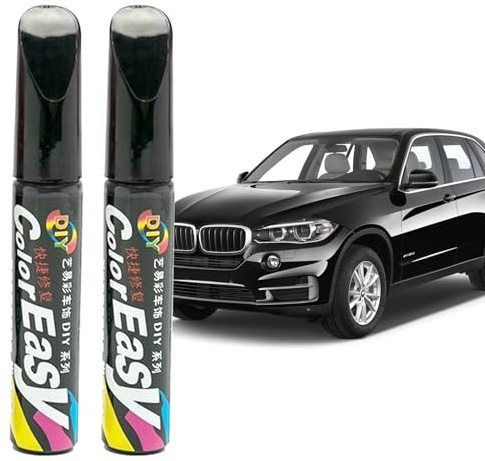 BMHNQ 2 Stück Lackstift Schwarz Auto Lackstift Schwarz Lackstift Schwarz Lackreparaturstift Auto Lackstift Auto Pinsel Kratzerentferner Autokratzer Reparaturmittel Autolack Stift (Schwarz)