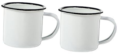 Yardwe Emaille Tassen 2 Stück Vintage Kaffeebecher Aus Eisen Mit Emaillebeschichtung Robuste Camping Tassen Für Kaffee Tee Milch Zuhause Outdoor
