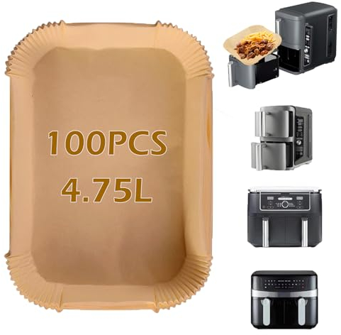 Sleeleece 100PCS Backpapier für Ninja Double Stack XL 9.5L SL400EU,Air Fryer Zubehör für Doppelkorb Heißluftfritteuse,Kompatibel mit Ninja AF400EU