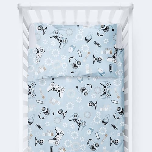 Baby Comfort 4-teiliges Kinderbett-Set für Kleinkinder, 120 x 90 cm, Bettdeckenbezug, Kissenbezug (Spiele)