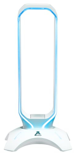 The G-Lab - K-Stand Radon - Support pour Casque/Micro-Casque Gaming - Rétro-éclairage RGB, Hub USB 2 x 2.0, Base antidérapante - Support Universel pour Casques Gamer PC/PS5/Xbox/Switch – Blanc - New
