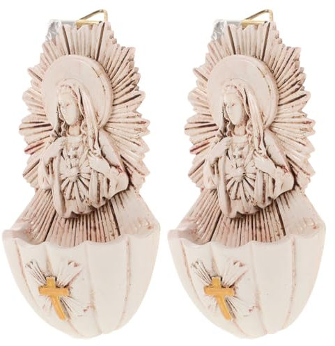 Amosfun 2 Pezzi Acquasantiera Cattolica Sacro Cuore Di Gesù Acquasantiere Per L'ingresso Della Chiesa Domestica Decorazione Da Appendere Alla Parete Per La Comunione