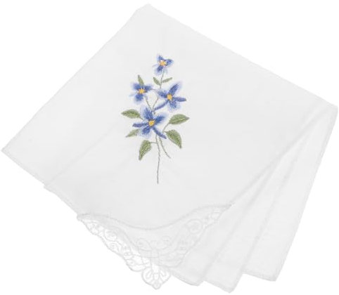CONGARTENO Spitzentaschentuch Für Damen Mit Stickerei Floraler Muster Baumwolle Waschbar Wiederverwendbar Platztaschentuch Für Handtasche Und Beutel