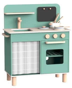 Bubblat Kids Cocinita de Madera Sweden Vintage - Cocina Infantil con Accesorios, Pizarra y Detalles Realistas - Fomenta Creatividad y Habilidades Motoras - A Partir de 3 Años