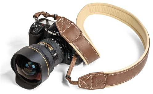 C Coiro Padded Leather Camera Strap, Shoulder Strap, Genuine Leather Neck Strap for DSLR/SLR, Brown, One size