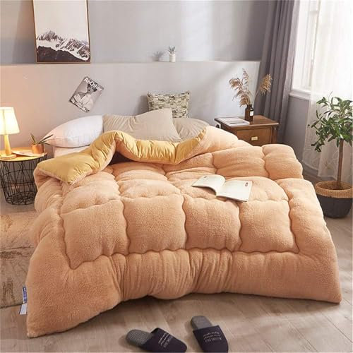 AIMENJOY Dicke Bettdecke,Winter Steppdecke Dicker Lamm-Kaschmir, Decke, Flauschige Kaschmir-Steppdecken, Winterwarm, Kern Aus Lammsamt, Plüsch Winterdecke (Camel,150x200cm - 2.5KG)