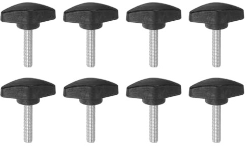 QUARKZMAN 8 Stück Rändelschraube Flügelschrauben Kunststoff T-Flügelknöpfe M6 x 30mm Metrische männliche Gewindestifte T-Kopf Kunststoffknöpfe Daumenschraube, Schwarz
