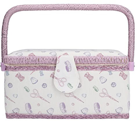 Nähkorb, lila, Premium-Stoff-Nähkasten, knitterfrei, gute Elastizität, Näh-Organizer, verschleißfest, tragbarer Nähkasten