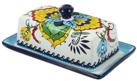 WATIIFUFU Keramik Butterdose Grün Boho Stil Langlebiger Butterhalter Mit Glatter Oberfläche Kompakt Und Leicht Zu Reinigen Europäisches Design Für Küchen Und Servierzwecke