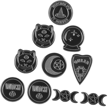 COLLBATH 10 Stück Legierungs Hexenhut Broschen Vintage Punk Anstecknadeln Schwarz Selbstgemacht Accessoires Damen Halloween Kostüm Zubehör Zufälliger Stil