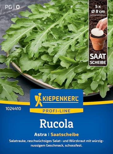 Kiepenkerl Profi-Line Rucolasamen Astra 1024410 - Salatrauke, raschwüchsiges Salat & Würzkraut mit würzig- nussigem Geschmack - Salatsamen, Saatscheibe