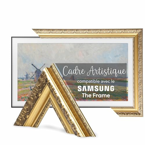 TV GUARD Frame TV-ram, TV-ram kompatibel med Samsung The Frame TV – perfekt passform, ingen störning, kompatibel med konstläge (Rustikt Guld, 65 tum)