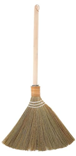PACKOVE Corn Whisk Broom Wood Handle 64cm Large Soft Bristle Handmade Sweeping Broom Removable Handle for Indoor Outdoor Cleaning Garden Yard Floor Dust Removal