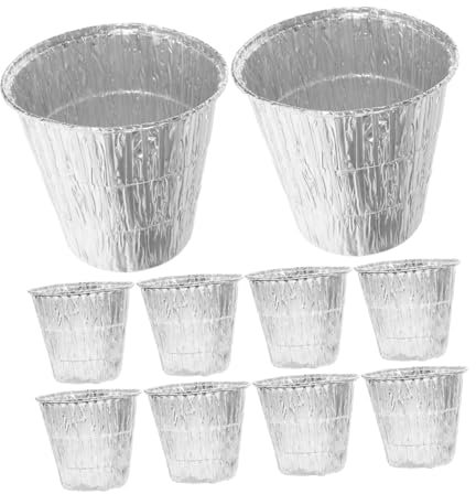 GAROZATION 10pcs Barbecue Foil Liners Aluminum Foil Cups for Grease Catching Replacement Outdoor Barbeque Organizer