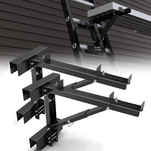 Soportes para Escaleras Ajustables 2 Unidades​​ – Estabilizador de Acero con 50cm Ancho y 250kg Capacidad, Ideal para Andamios y Trabajos en Altura (Black)