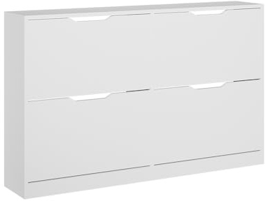 Vicco Shoe tipper Luca, White, 116.6 x 72.5 cm with 4 compartments