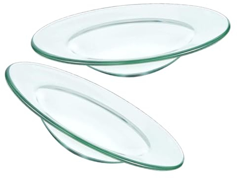 ZUNOXAZ Plat en Verre Rond 2 PièCes 10 Cm pour Chauffe-Huile Et Cire Accessoire Aromatique Polyvalent avec Plateau ÉLéGant pour Bougies Et Parfums D'Ambiance