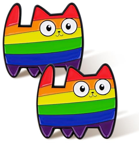 Colorich 2 Stück Regenbogen Pride Pins Set, Pins Anstecker Katzen, Rainbow Badge, Regenbogen Accessoires, Pin Emaille für Rucksäcke Jacken und Hüte, Pride Accessoires