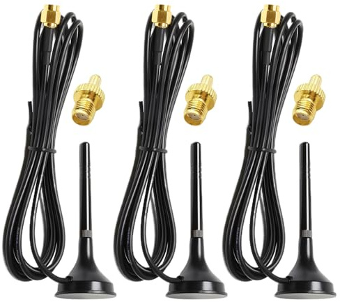 3 PCS 5G LTE Antenne WLAN Antenne PC Mobilfunk Verstärker,15DBI Verstärkung,3M Kabellänge SMA TS9–Geeignet für 3G/4G/5G/GSM/GPRS-Wird Mit 3 Kostenlosen SMA-zu-TS9-Anschlüssen Geliefert