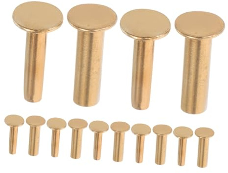 Veemoon 7 paires Lot de Rivets Cuivre pour Fixation Manche Couteau de Cuisine Accessoires de Réparation Ustensiles Bois Kit Bricolage Poignée Couteaux