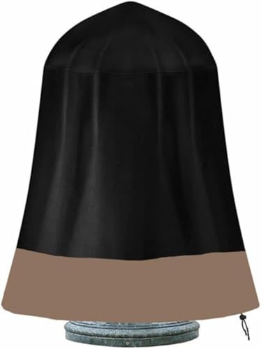 91 x 107 cm Abdeckung für Gartenbrunnen, Wasserdichte und staubdichte, Brunnenabdeckung mit Verriegelung Kordelzug, aus stabilem 210D-Gewebe für Gartenbrunnen gegen Regen (Kaffee und Schwarz)
