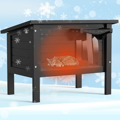 Weatherproof Outdoor Cat House, Feral Cat Shelter, 100% Insulated Foam, Solid Wood, Large Size for Multiple Cats, 24.8 L x 16.1 W x 18.9 H