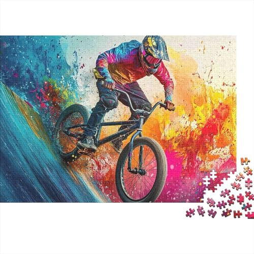 BMX Freestyle Kunst 1000 Teile Puzzle Lebendiges BMX Fahrrad Premium Karton für Sammler Partyspiele 52x38cm
