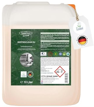 Lorito Restroclean Ecolabel Fettlöser Küche 10L | Profi Grillreiniger & Backofenreiniger extra stark, wirksam gegen Eingebranntes, für Gastronomie & Küche