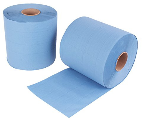 2 Stück Putzrollen blau | je 500 Blatt 2-lagig | 21x34 cm | verleimt geprägt und nassfest | von EUROCELL