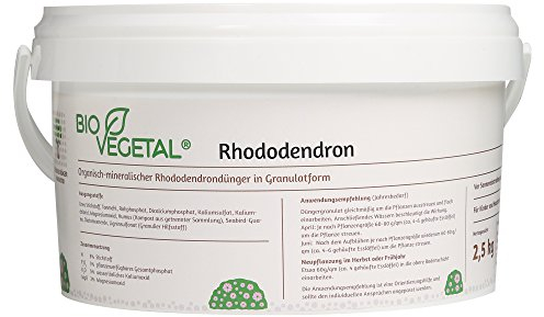 BioVegetal Rhododendrondünger mit Guano und natürlicher Langzeitwirkung durch Fixierung der Nährstoffe durch Ton-Humus-Komplex, 2,5 kg Eimer