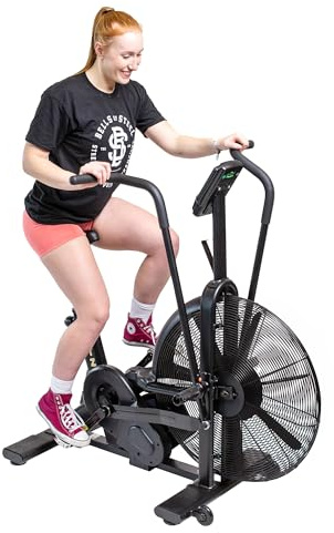 Air Bike [Bells of Steel] Fan Bike Exercise Bike, Blitz Cardio Bike, Belt Driven Air Bike Exercise Machine with Phone and Bottle Holder – 25in Fan Diameter, 350lb Capacity Stationary Bike