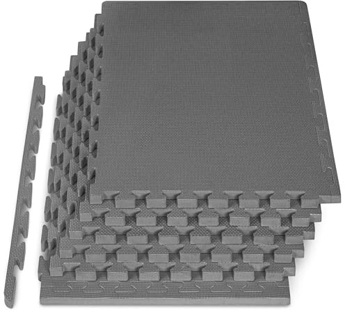 ProsourceFit Weaved Pattern Extra Thick Exercise Puzzle Mat 1-inch, EVA Foam Interlocking Tiles for Protective, Cushioned Flooring for Home and Gym Equipment; Grey, 24 SQ FT, 6 Tiles