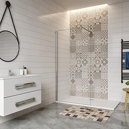 Mampara ducha Panel Pantalla Fija cristal 8mm templado para baño Barra 140cm (70x200cm)