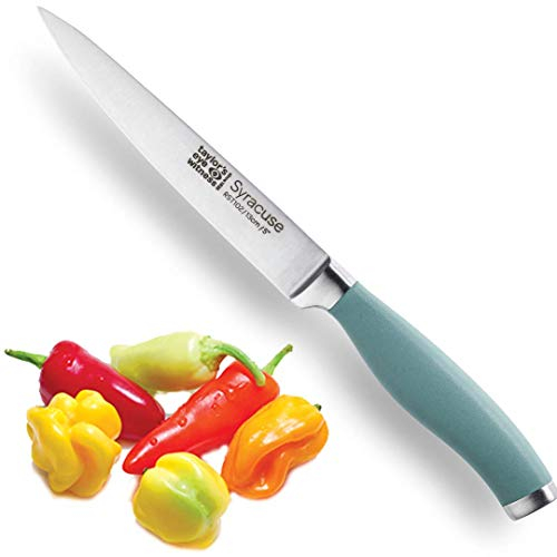 Taylors Eye Witness Syracuse All Purpose Kitchen Knife - Professional 13cm/5 Cutting Edge, Multi Use. Ultra Fine Blade, Precision Ground Razor Sharp. Soft Textured Grip. Aqua Blue Handle.