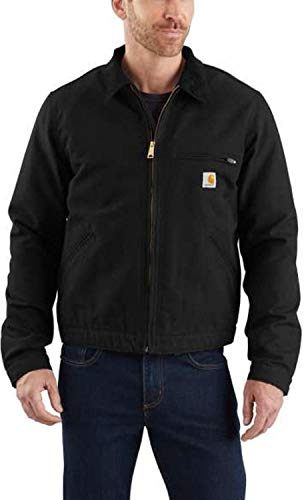 Carhartt herr arbete-nytto-ytterkläder Avslappnad passform anka blanket fodrad Detroit jacka, Svart, M