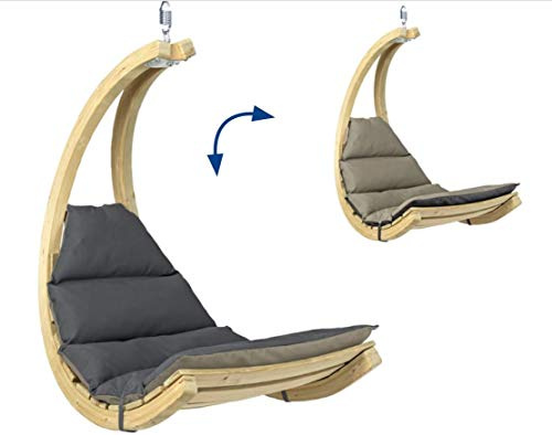 AMAZONAS Swing Chair Anthracite stylischer Schwebesessel mit extra Dicker Matratze aus FSC Fichtenholz bis 120 kg