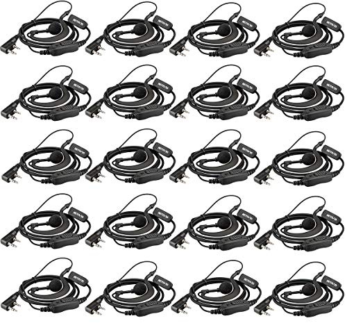 Retevis RE3120 Walkie Talkie Earpiece 2 Pin C-type Radio Security Headset Compatible with 2 Way Radio RT24 RT27 RT28 RT22 RT617 RT618 RT619 Baofeng BF-888S BF-88E Kenwood (20 Pcs)