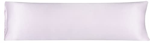sourcing map Taie de Traversin Housse de Traversin Taie d'oreiller Corps en Satin Soyeux pour Cheveux Peau Résistant au Lavage Lilas Clair 51x183cm