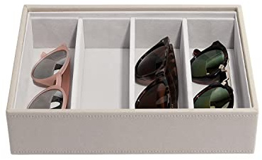 Stackers Joyero clásico mediano con capa de gafas de sol gris pardo