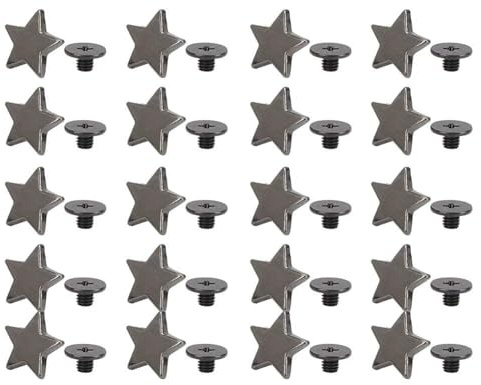 20Pcs Alloy Stars Shape Rivet Stud Kit for DIY Clothes and Shoes Decoration Accessories with Screws - Punk Style Flat Gun Color
