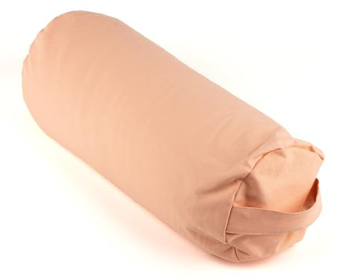 Myga Buchweizen Bolster Kissen | Ergonomisches Yoga- & Meditationskissen | Abnehmbarer Bezug & Natürliche Füllung | Ideal für Entspannung & Support bei Yogaübungen | 63 cm x 25 cm | Rosa