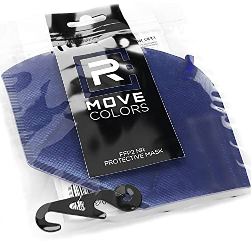 R MOVE 10 pezzi di mascherine FFP2 colorate Blu + gancio Certificate CE mascherine ffp2 colorate adulti (Blu, 10 pezzi), senza taglia