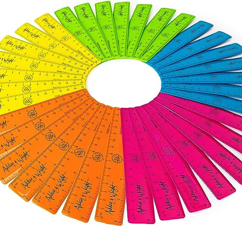 Ashton and Wright - 6 Inch / 15cm Rulers - Shatter Resistant - Pack of 50 Tropical Neon